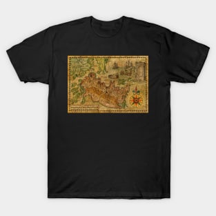 Old Nautical Map 7 (Fantasy). T-Shirt